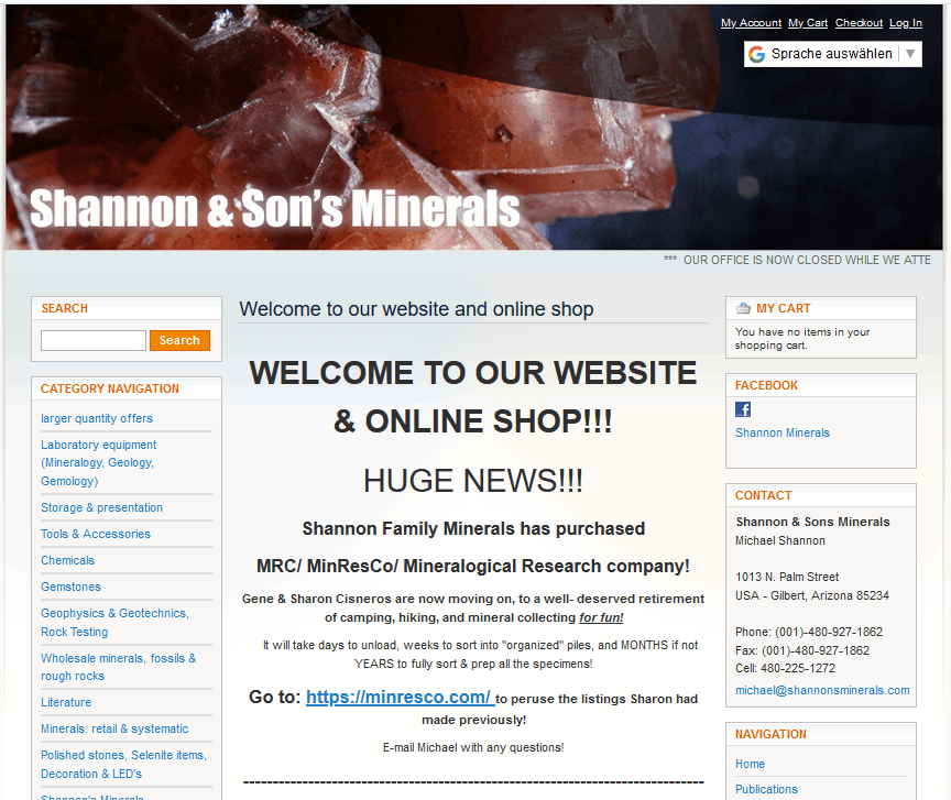 Webshop Shannonsminerals